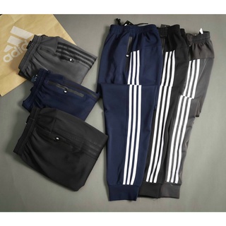 Quần dài nam thể thao ống bo jogger 3 sọc hông chất poly 2 da