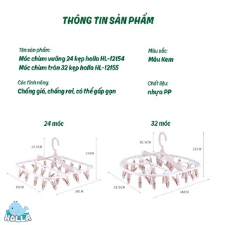 Móc chùm treo quần áo 22 kẹp holla/Móc tròn 32 kẹp / vuông 24 kẹp