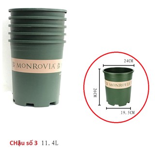 Set 5 chậu nhựa trồng cây Monrovia cỡ số 3 xuất xứ Trung Quốc