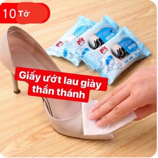 Gói 10 giấy lau giày mini bỏ túi
