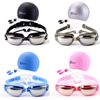 Combo kính bơi tráng gương, mũ bơi, nút bịt tai, kẹp mũi chống sặc nước STORE HERA KB01