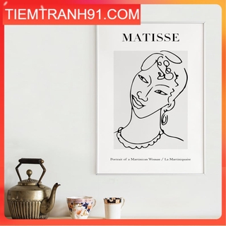 Tranh Canvas Cao Cấp | Tranh Matisse - Portrait of a Martinican Woman, Matisse Woman Sketch, Grey - Black - White