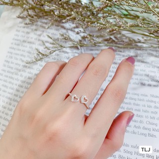 Nhẫn nữ bạc ta tim nhỏ gắn đá có thể điều chỉnh size tay - Nhẫn Bibi