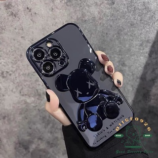 Ốp Điện Thoại TPU Mạ Điện Hình Gấu 3D Cho Iphone 13 12 11 Pro Max Xs Max Xr 8 7Plus
