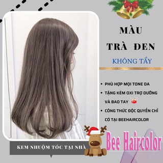 THUỐC NHUỘM TÓC MÀU NÂU TRÀ ĐEN [ TẶNG KÈM BAO TAY VÀ OXY TRỢ  DƯỠNG]