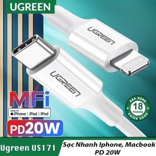 Cáp Sạc Nhanh PD 20W Cho IP,tablet táo Ugreen US171-USB Type C To ChIPMFI táo-BH 18T