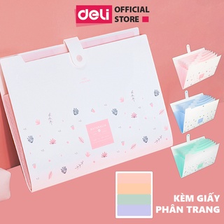 [Mã LIFEBO1 giảm 50K đơn 99K] Cặp tài liệu A4 8 ngăn học sinh Deli - Có cúc cài - Hồng/ Xanh Dương/ Xanh lá - 72363