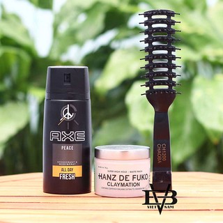 [COMBO + TẶNG] sản phẩm sáp vuốt tóc nam Hanz De Fuko Claymation + Xịt khử mùi AXE 150ml - Tặng kèm lược tạo kiểu Chaoba