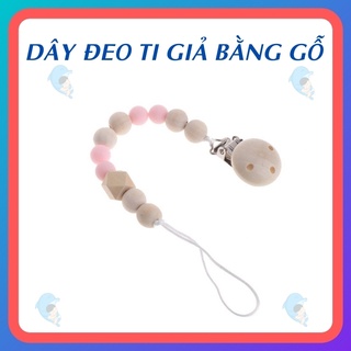 Dây Đeo Ti Giả Gặm Nướu Bằng Gỗ Sồi Giúp Ti Giả Không Bị Rơi Bẩn An Toàn Cho Bé