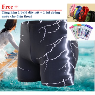 [Combo 3] quần bơi nam thun co giãn nhanh khô kèm túi T90 và túi chống nước điện thoại  QB 6030