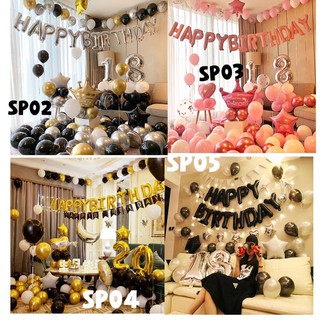 [Mã LIFEXANH03 giảm 10% đơn 500K] Bộ bóng chữ happy birthday trang trí sinh nhật Milk Shop SP ĐỦ PHỤ KIỆN
