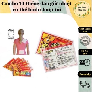 Combo 10 Miếng dán giữ nhiệt cơ thể hình chuột túi, sưởi ấm, giảm đau bụng kinh ngày đèn đỏ
