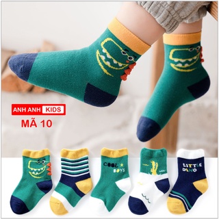 Set 5 đôi tất cho bé gái và bé trai ANHANHHOME chất cotton xuất khẩu dày dặn, ấm áp từ 1-12 tuổi hoạ tiết ngộ nghĩnh