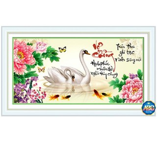 Tranh Đính Đá VỢ CHỒNG (ĐÁ ABC CAO CẤP). Kích Thước: 92cm x 50cm