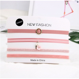 Set choker hồng cho cô nàng tiểu thư