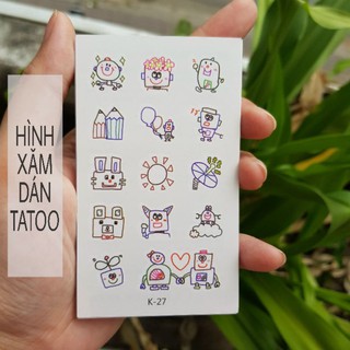 Hình xăm mini cartoon K27. Xăm dán tatoo mini tạm thời, size <10x6cm