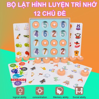 Bộ Đồ Chơi Game Lật Hình Giống Nhau Bằng Gỗ 12 Chủ Đề Giúp Bé Rèn Luyện Trí Nhớ