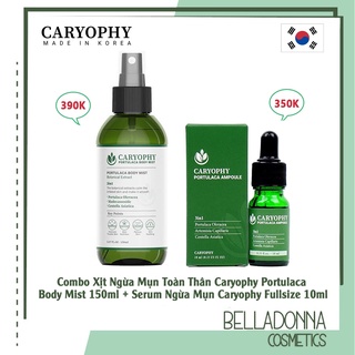 [CHÍNH HÃNG] Combo Xịt Ngừa Mụn Toàn Thân Caryophy Portulaca Body Mist 150ml + Serum Ngừa Mụn Caryophy Fullsize 10ml