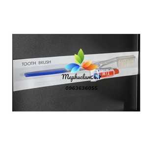 [100] Bàn chải khách sạn cán trong xanh cước tơ 002 kèm kem tuýp đựng túi trắng sữa (nhận in logo, thông tin khách sạn)