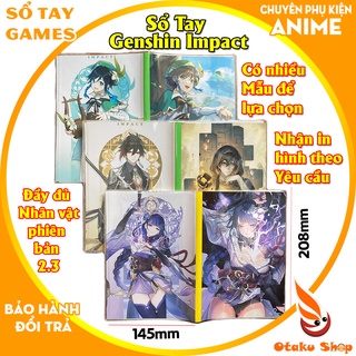 Sổ tay Games Genshin Impact khổ A5 bìa in hình đầy đủ nhân vật xinh xắn giấy dày có kẻ sọc 120 trang
