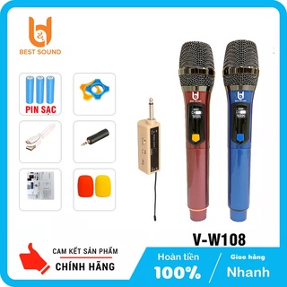 Bộ Micro Karaoke Không dây BS- W108 | WR20 | W301 | W003 Cao cấp, hiện thị tần số, Chuyên dụng cho mọi Loa kéo, Amply