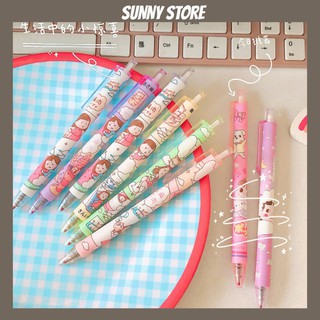 Bút bi màu đen cô gái dễ thương, búi bi đẹp SUNNYSTORE