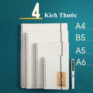 Sổ tay lò xo 80 tờ A5 B5 trong suốt có ô kẻ viết nhật ký ghi chú học tập