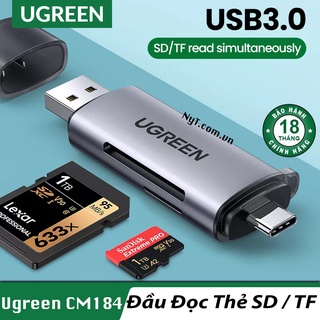 Đầu Đọc Thẻ Nhớ SD TF Cổng USB , Type C Dùng Cho Điện Thoại, Máy Tính Ugreen CM184 - BH 18T Chính Hãng