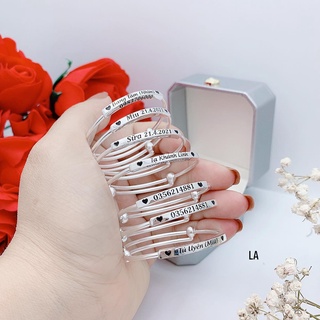 Vòng tay bé khắc 4 mặt bạc ta nguyên chất mẫu J471