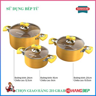 Bộ 3 nồi nhôm Anod sử dụng bếp từ Sunhouse SHG7734M