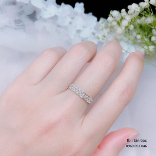 nhẫn bạc , nhẫn nữ kim tiền đính đá , bạc ta nguyên chất, sáng đẹp