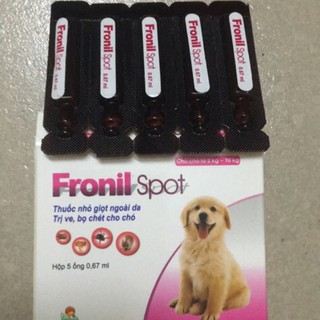 Hộp 5 tuýp nhỏ Gáy Trị Ve, Rận, Bọ Chét Chó Mèo Fronil Spot