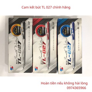 Hộp bút bi Thiên Long 027/bút TL-027 ngòi 0,5mm mực xanh, đen, đỏ chính hãng, giá rẻ.
