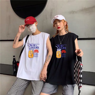 Áo ba lỗ Tanktop unisex nam nữ form rộng hình LY NƯỚC 2 màu trắng đen basic thể thao năng động mặc thể dục tập GYM
