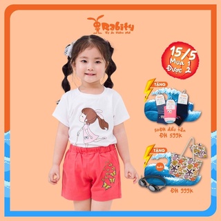 Áo thun bé gái ngắn tay RABITY cotton hình cô gái 91065.91052