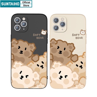 Ốp lưng iphone Suntaiho Ốp lưng iphone Ốp Điện Thoại silicone mềm in hình 3 chú gấu cho iPhone 13 12 11 Pro Max X XR Xs Max 7 8 Plus