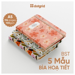Sổ tay A5 Flower Club  nhiều mẫu bìa 196 trang 4 loại ruột lựa chọn (Chấm/Caro/Kẻ ngang/Trơn)