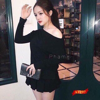 Áo lệch vai trơn dài tay sang chảnh hot hit