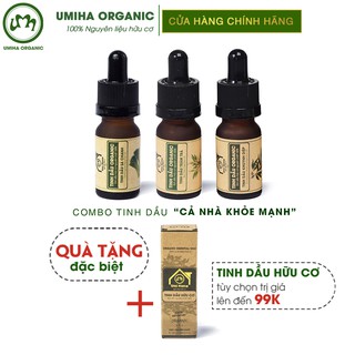 Combo 3 lọ Tinh Dầu UMIHA gồm - Tràm Trà, Sả Chanh, Khuynh Diệp (10mlx3) - Hữu cơ nguyên chất