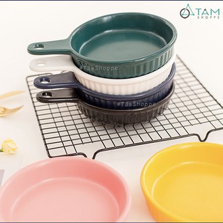 Chảo gốm sứ cao cấp tròn có tay cầm trơn màu Nordic Style