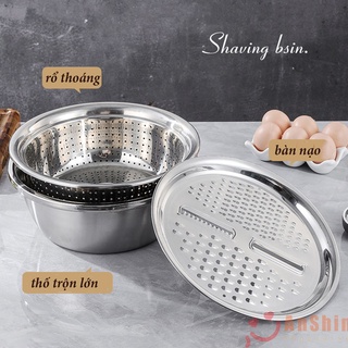 Bộ bào nạo rau củ đa năng kèm thau, rổ Inox cao cấp