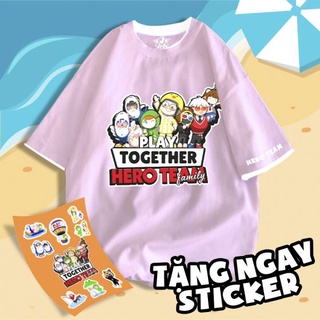 Áo Play Together Hero Team màu hồng, Thời Trang Unisex chất liệu cotton co giãn 4 chiều