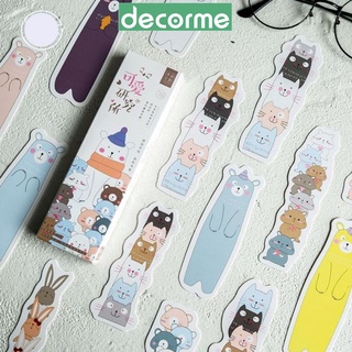 Thẻ đánh dấu sách Gấu cute tiện lợi Hộp 30 thẻ DecorMe Note phân thư mục dễ thương STKTH