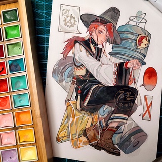 [MnM] Lineart " Va chạm " của họa sĩ Nhạc Công - tranh tô luyện vẽ màu nước,marker,gouache (200gsm)