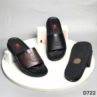 Dép lê nam BQ ❤️FREESHIP❤️ Dép lê nam da bò quai bản ngang dập khóa tròn đế dày D722