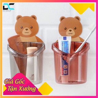 Cốc gấu dán tường để bàn chải đánh răng hình gấu có lỗ thoát nước tiện lợi