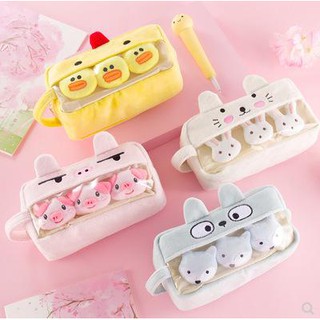 Hộp bút động vật bông HB250 túi bóp viết to dễ thương heo gấu vịt thỏ cáo