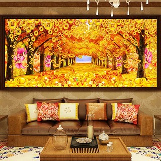 Tranh Đính Đá ABC 3D Rừng Cây Tiền Vàng DF2677 (TRANH TỰ ĐÍNH) KT:100X41CM