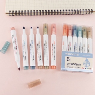 Bút dạ quang 6 màu highlight pastel, bút đánh dấu nhớ dòng cute nhiều màu marker dễ thương B04