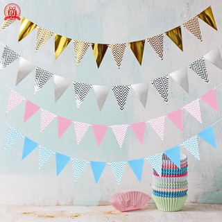 Dây cờ trang trí - Dây cờ tam giác ép kim nhiều màu trang trí sinh nhật, sự kiện